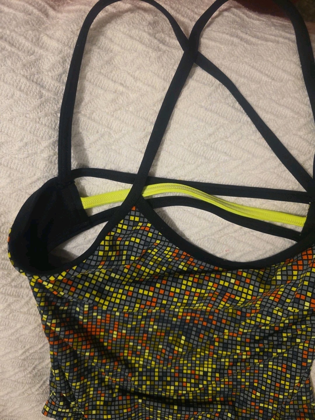 TYR Atomic diamondfit, Womens 36, Black, Green, Orange,chartruce Green, Yellow