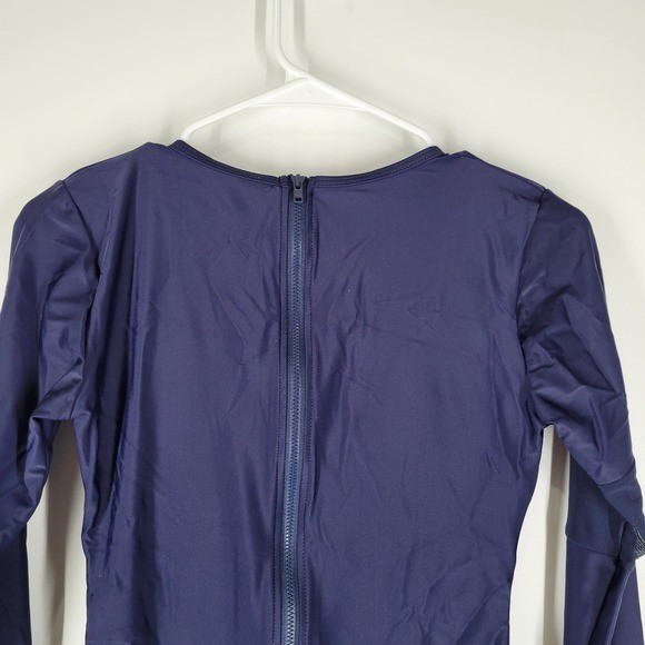 NWT NESY Rash Guard Swim Bodysuit Womens Small Navy Blue Mesh