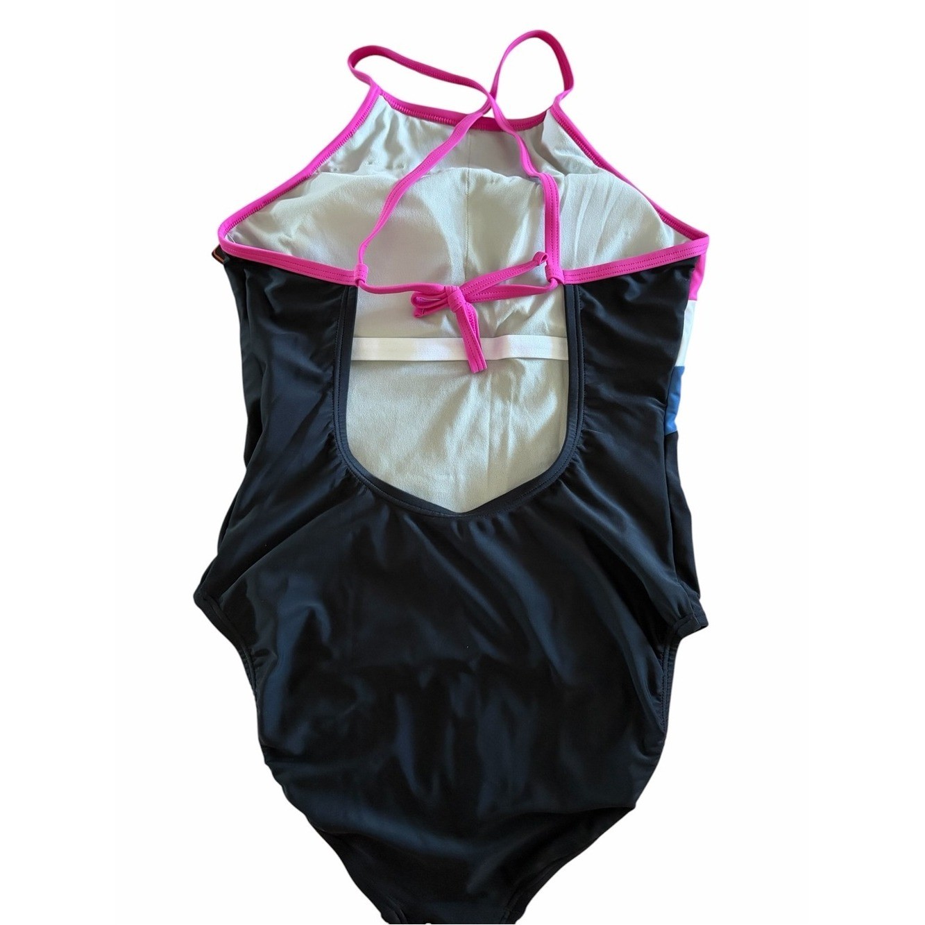 Speedo One Piece Swimsuit Athletic Women’s Colorblock Tie Back Black New