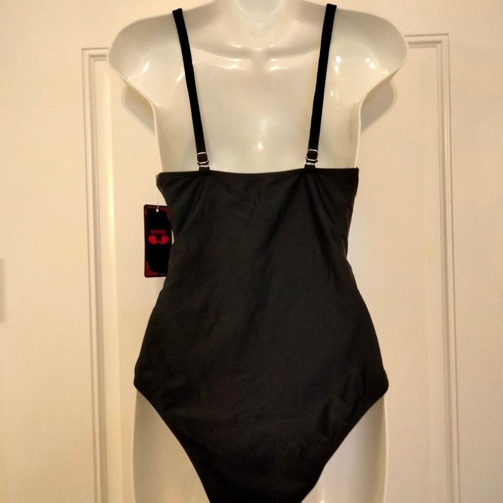 Black one piece swimsuit with adjustable straps M