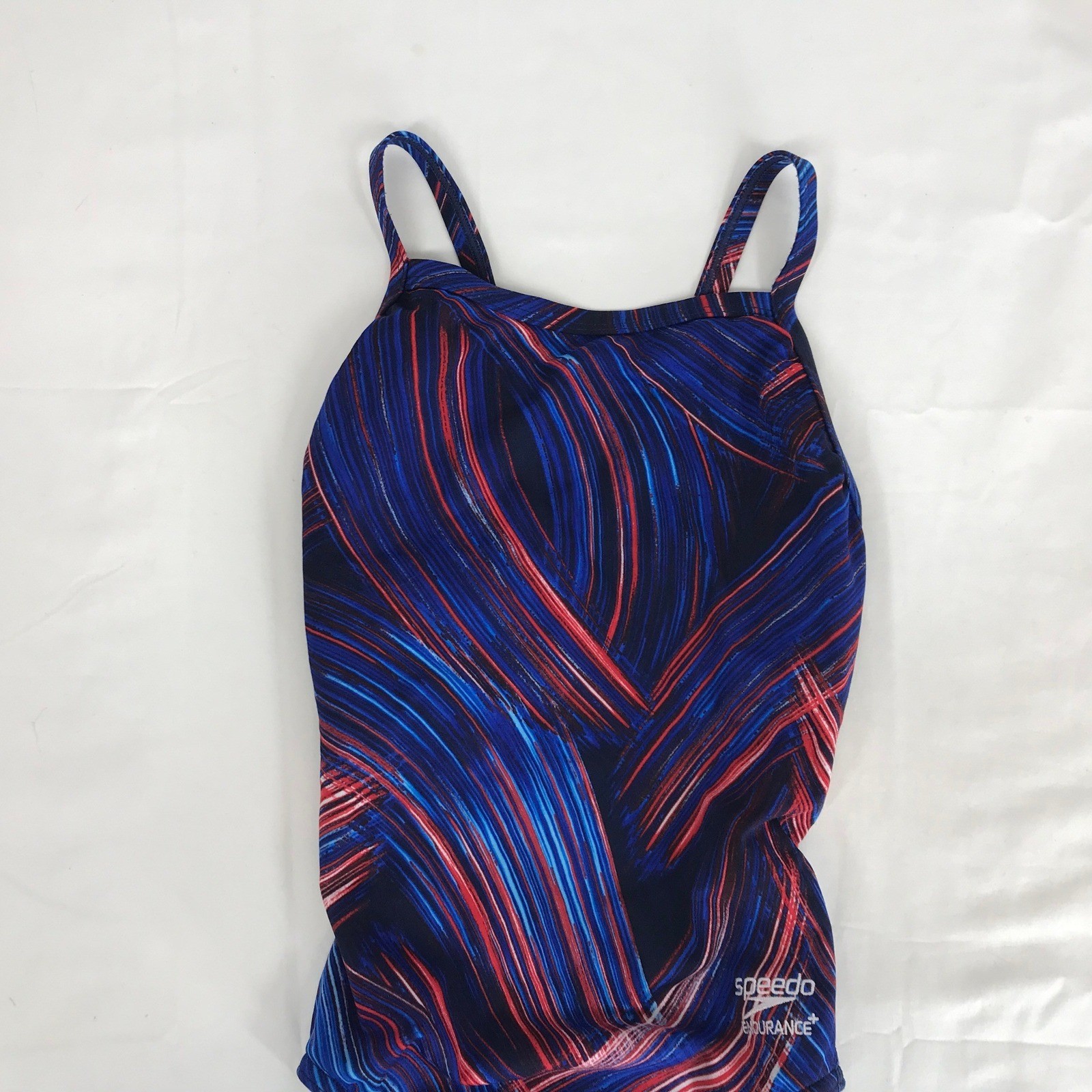 Speedo Endurance+ Womens 26 One Piece Swimsuit Blue Red Abstract Training Suit