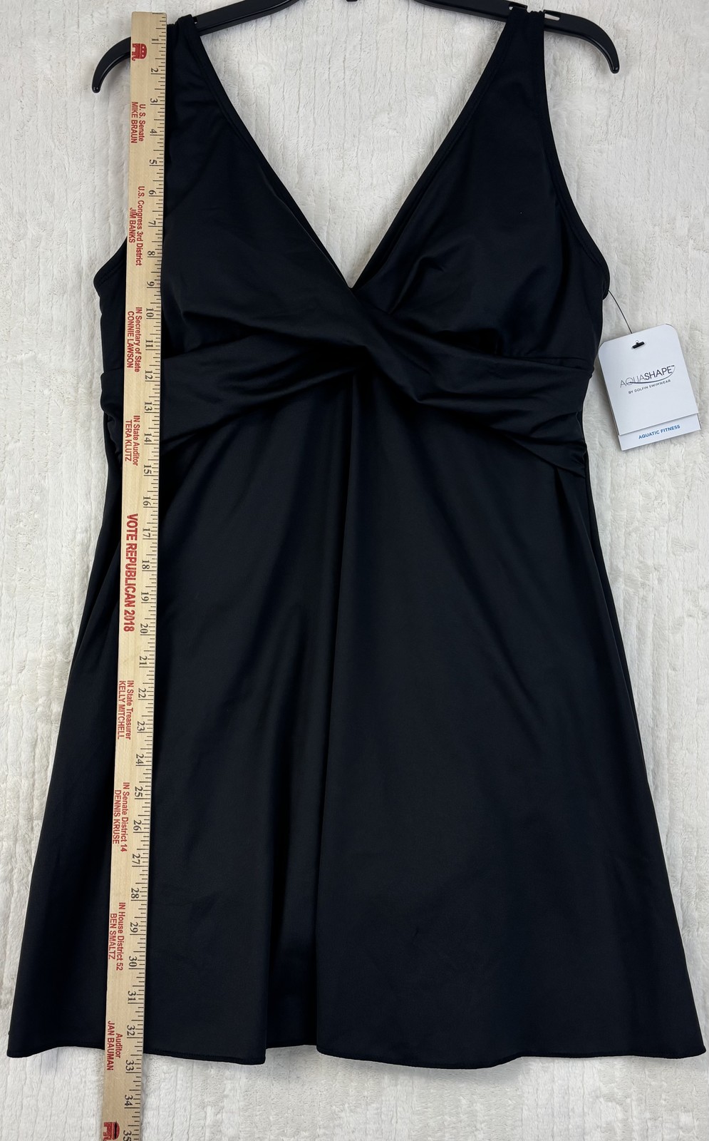 Aquashape by Dolfin Women’s Black Swim Dress One Piece Swimsuit Size 18 New NWT