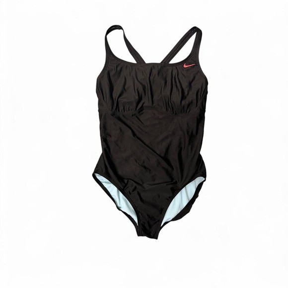 Women’s Nike black light blue one piece racerback swimsuit mesh detail size 14