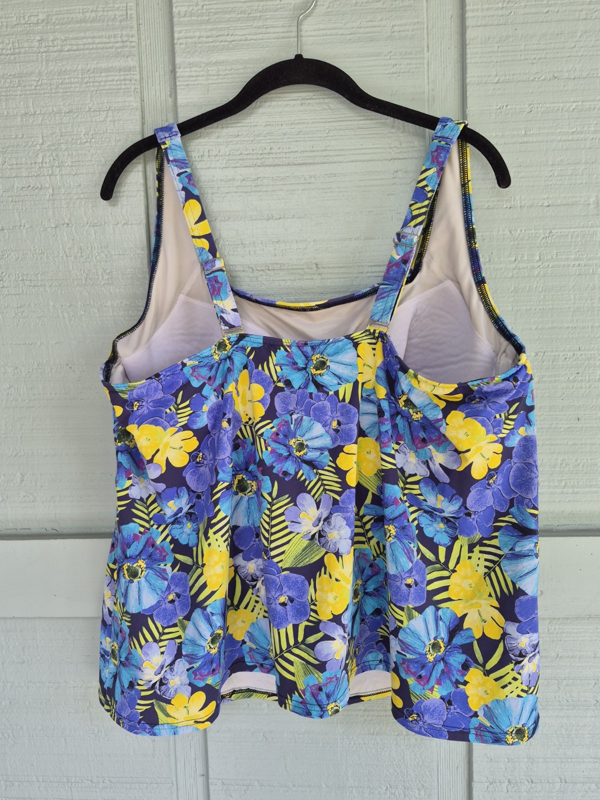Lands End Tankini Swimsuit Top 20W Tropical Print Bathing Suit Top Only