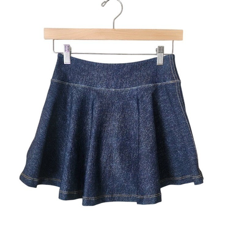 WATSKIN Denim Blue Swim Skort Zip Pocket Beach Tennis Skirt UPF 50+ S