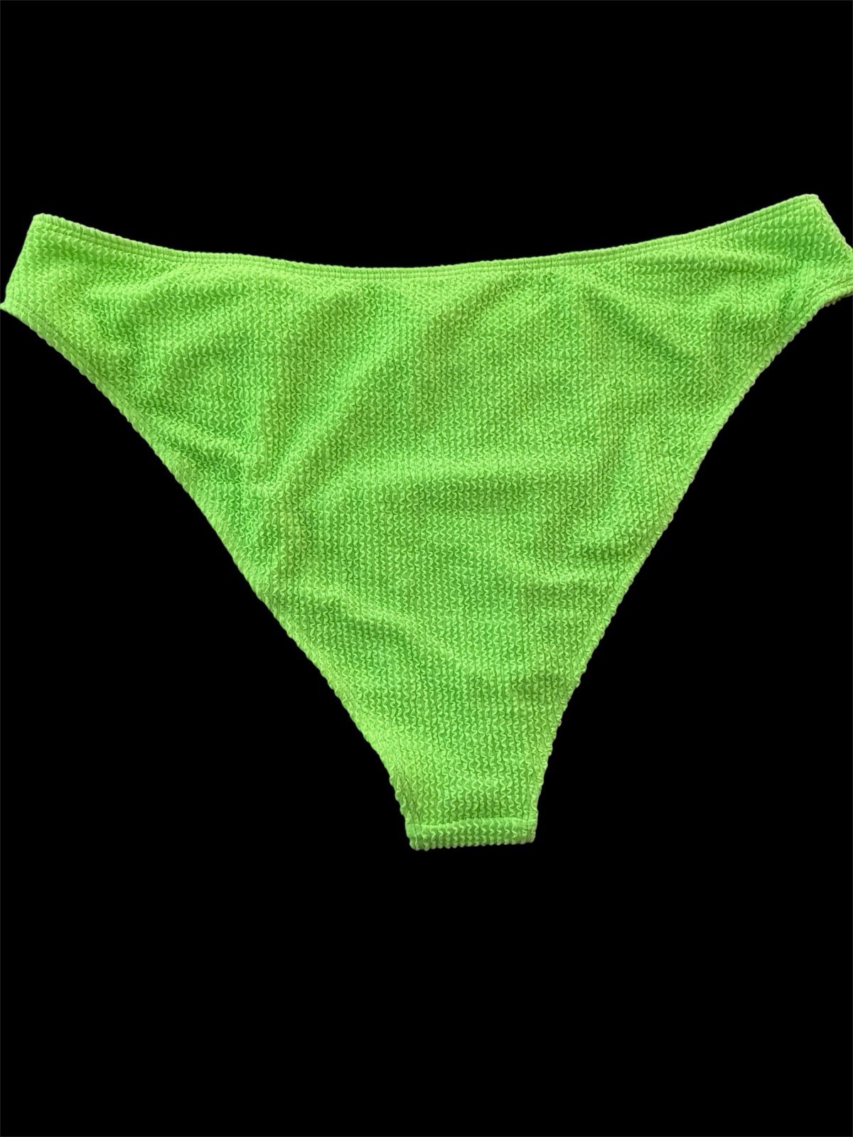 Neon Lime Green 3PC Bikini Set Ribbed Triangle Top Wrap Skirt Swimwear PLUS SIZE