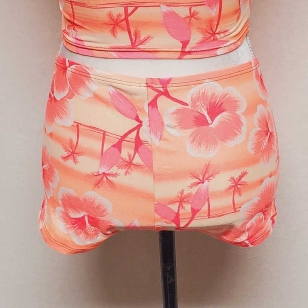 No Boundaries Vintage 90s Neon Orange Pink Tankini Boyshorts Two-Piece Bikini