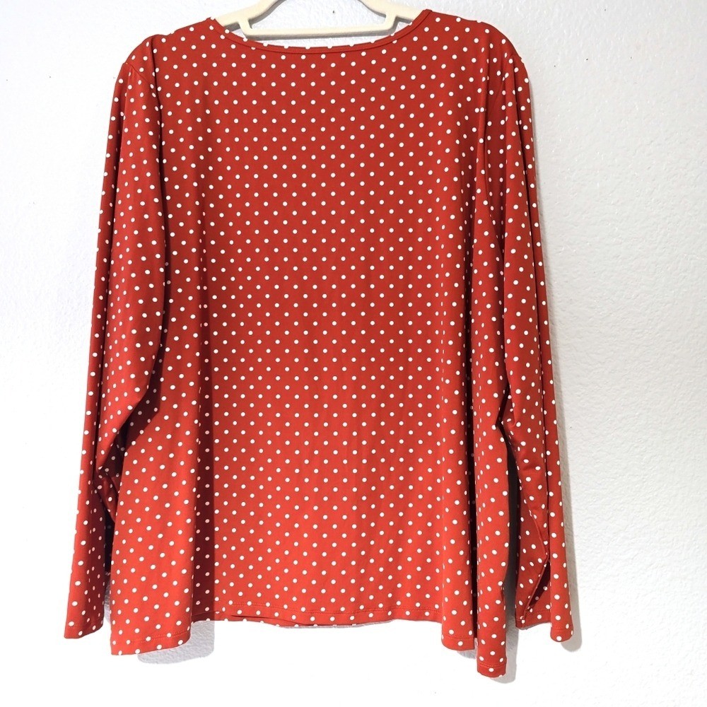 Lands’ End Women’s Polka Dot Long Sleeve Rust Orange Rash Guard Size 3X