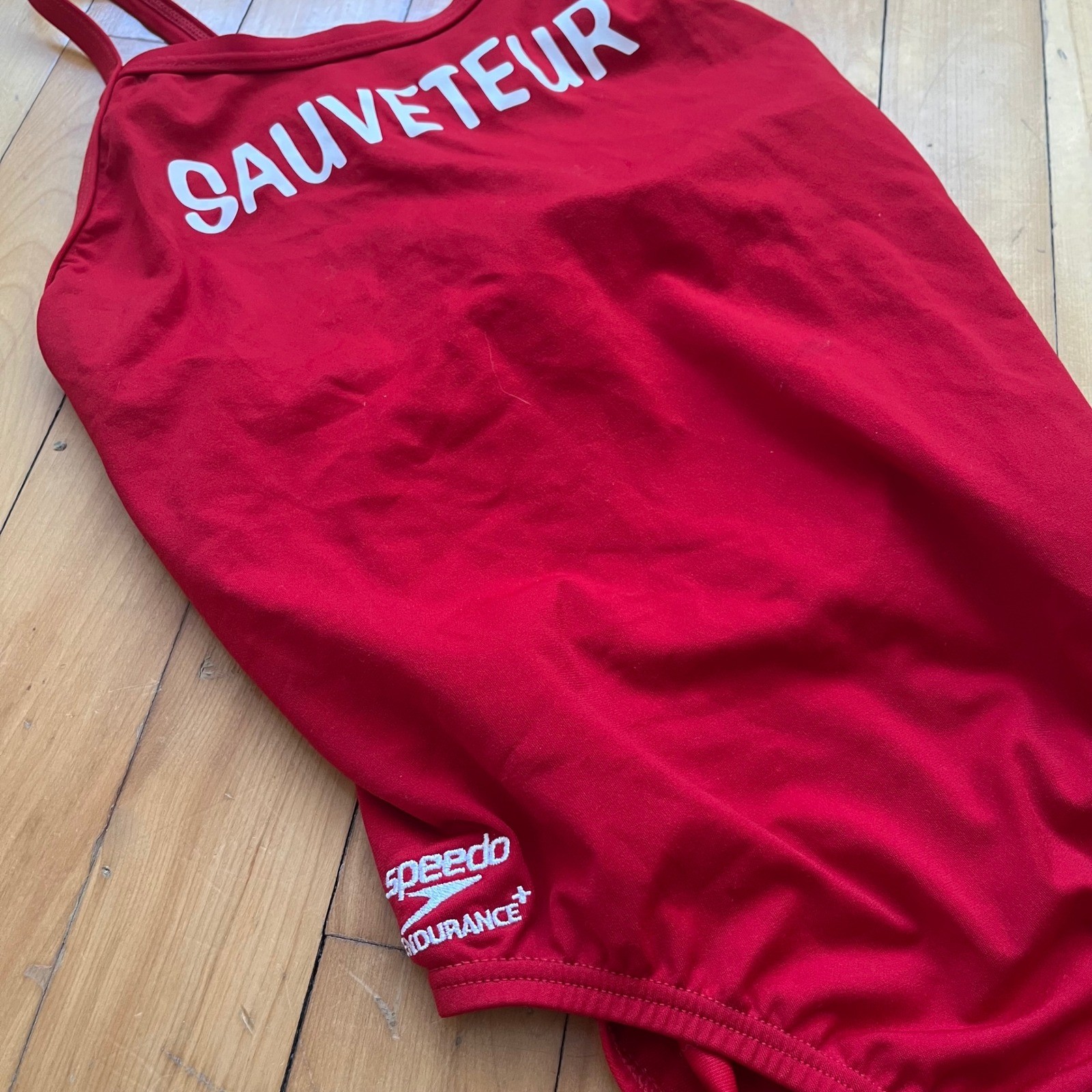 Speedo Red One Piece Swimsuit SAUVETEUR Endurance+ Lifeguard Swimwear Size 6 32