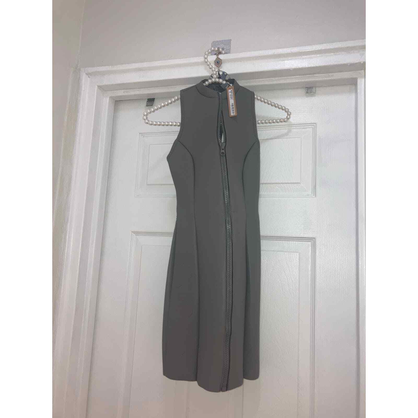 SKIMS Size XXS RUBBERIZED SCUBA SWIM MOCK NECK DRESS GREY CHALK NWT GRAY KIM K