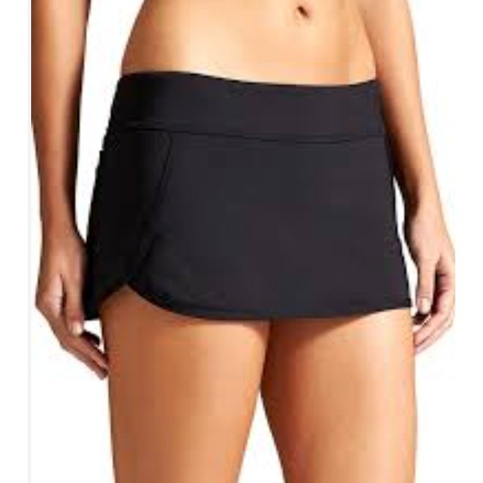 Athleta Kata Swim Skirt Womens Large Black Resort Vacation Tropical Athletic