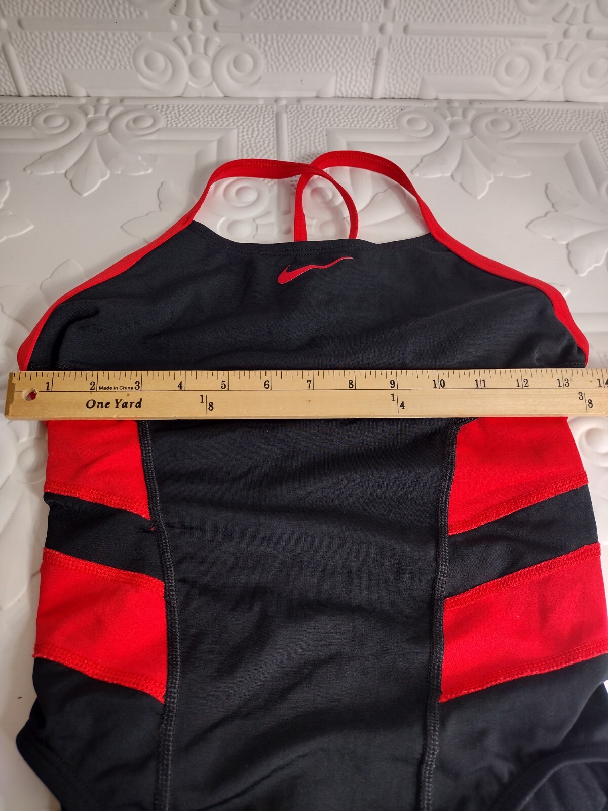 Nike Swimsuit Vex Racerback One Piece Colorblock Black Red Women’s Sz 32/6
