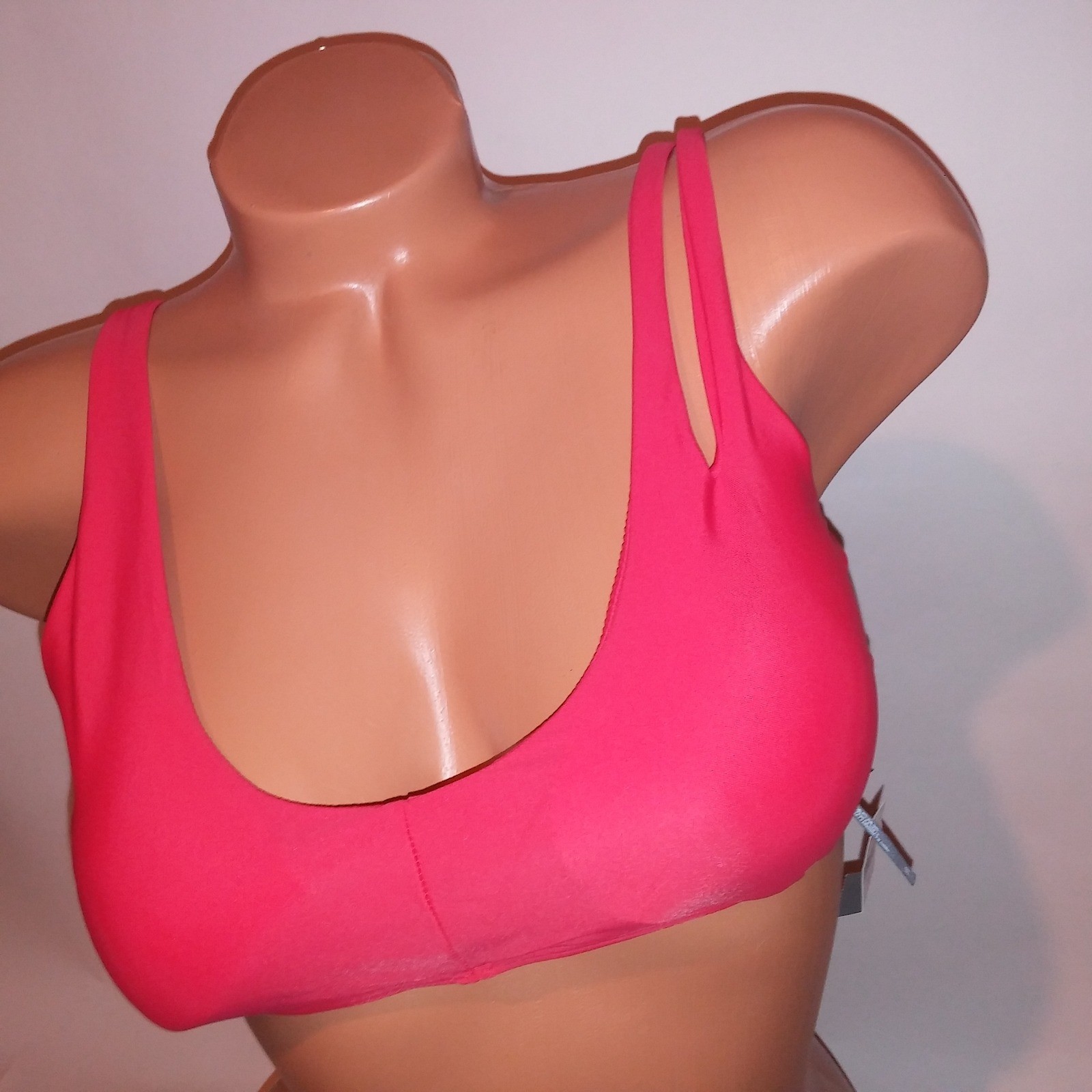 Aerie Swim Bikini Top Large Red Solid Padded Wireless New