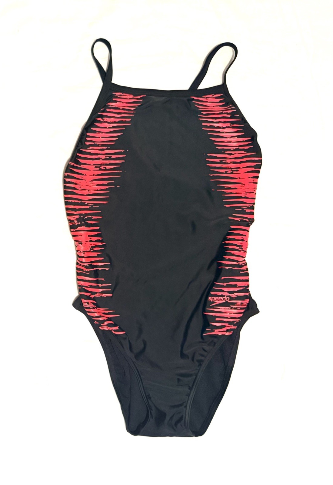 Speedo Pro LT One Piece Swimsuit Black Red Orange Racerback Size 14/40 Women’s