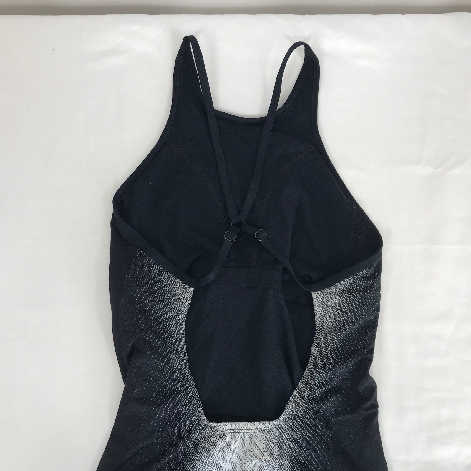 Nike Womens One Piece Swimsuit Black Silver Ombre Gradient Athletic Training