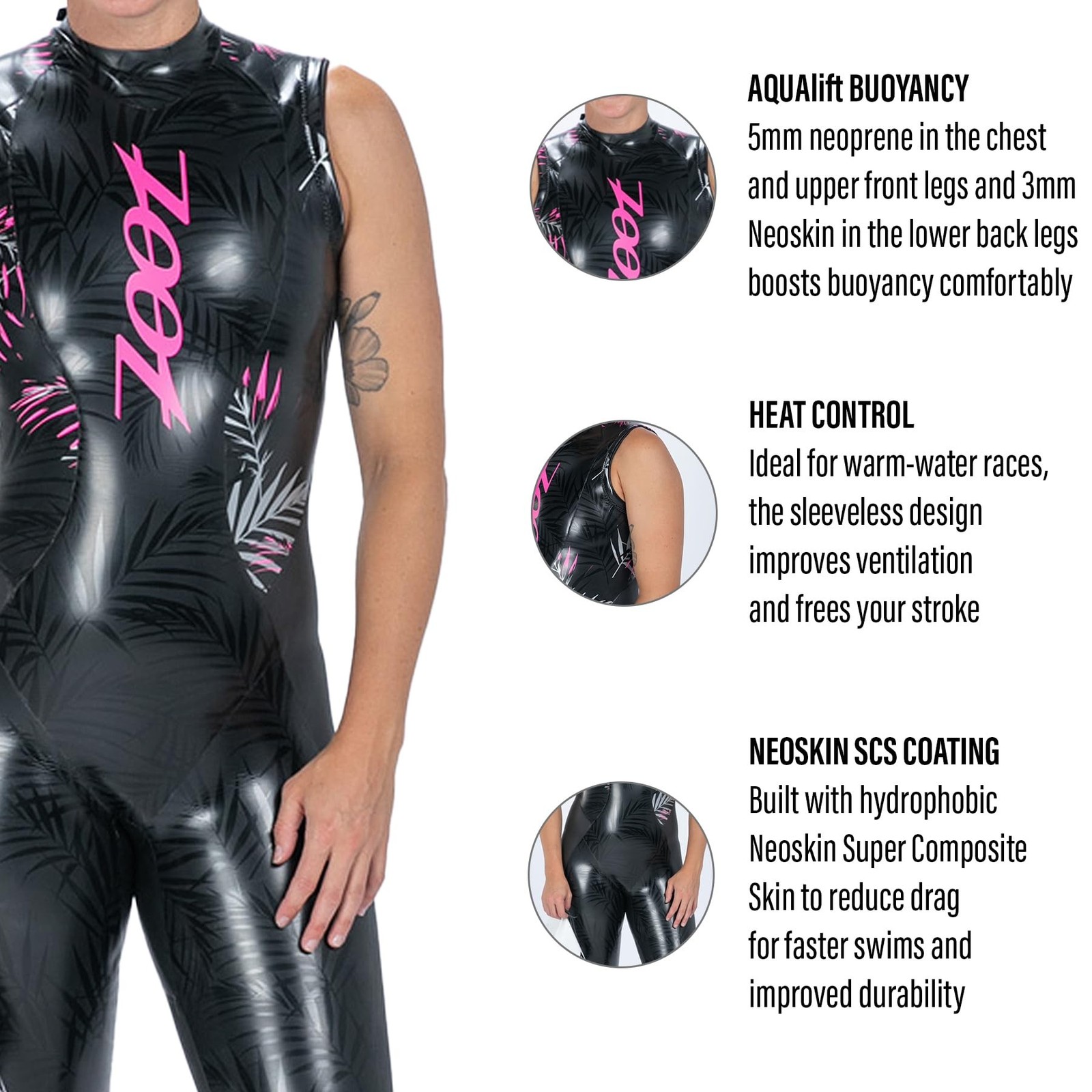 Zoot Women’s Maui Sleeveless Wetsuit, Buoyant, Comfortable Triathlon Wetsu