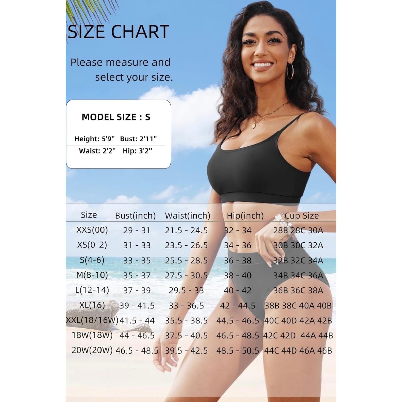 High Waisted Bikini Athletic Swimsuit Sporty High Cut Bathing Suit Scoop Neck S