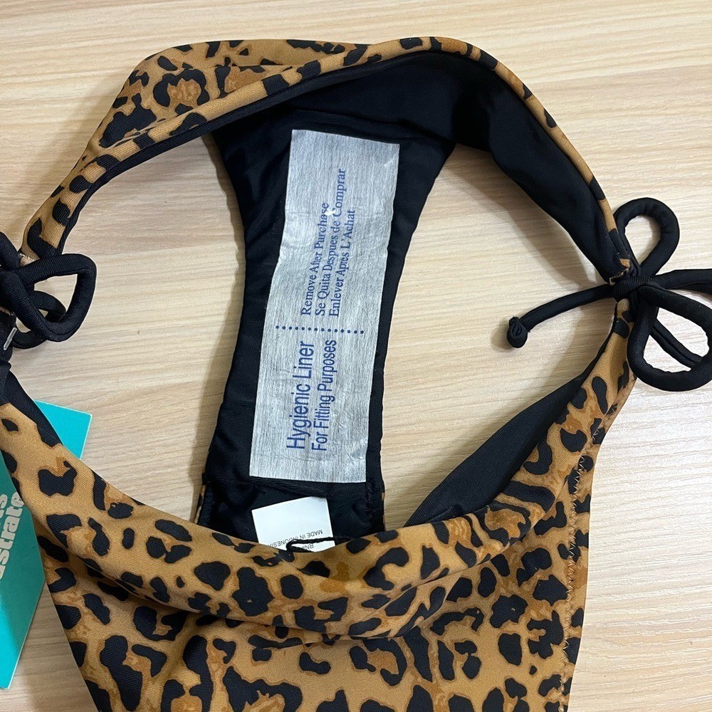 Sports Illustrated Leopard Print String Bikini Bottom Womens Medium Brown NWT