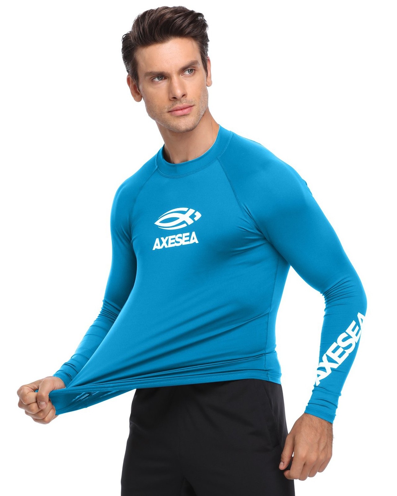 AXESEA Men Long Sleeve Rashguard UPF 50+ Rash Guard Swim Shirt Athletic Swim …