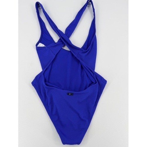 Nike Ribbed Cross Back One Piece Swimsuit Blue XL NWOT