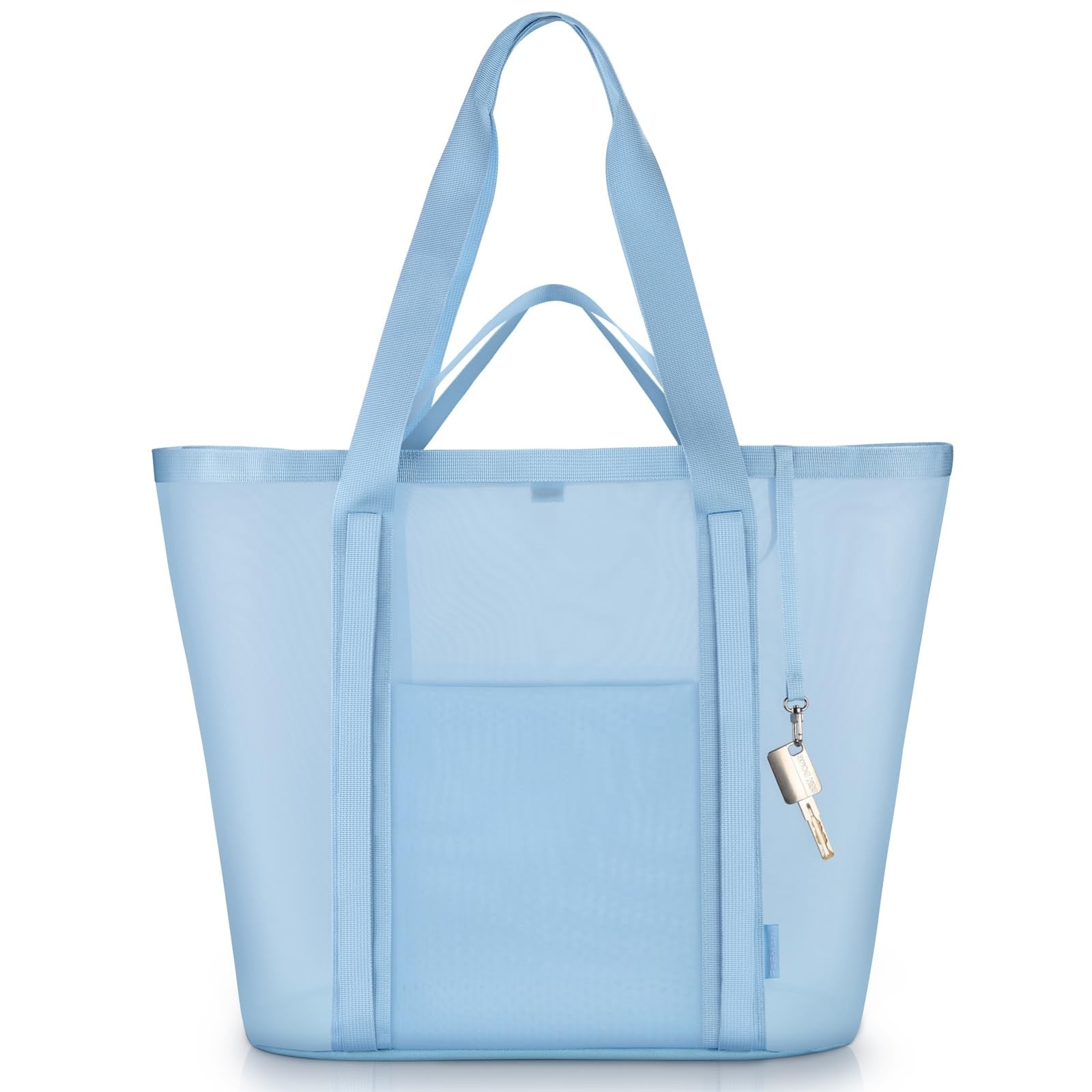 Mesh Beach Bag for Women with Towel Straps, Large Rinse-Through Beach Tote fo…