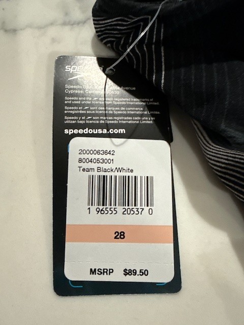 Speedo Precision Strappy Cross Back One Piece, Black/White, Size 28