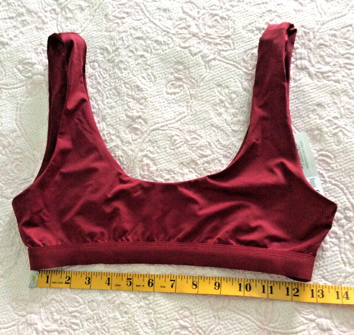 DIPPIN’DAISY’S BRAND NEW BANDED BURGUNDY SPORTY SWIM Women TOP SZ M