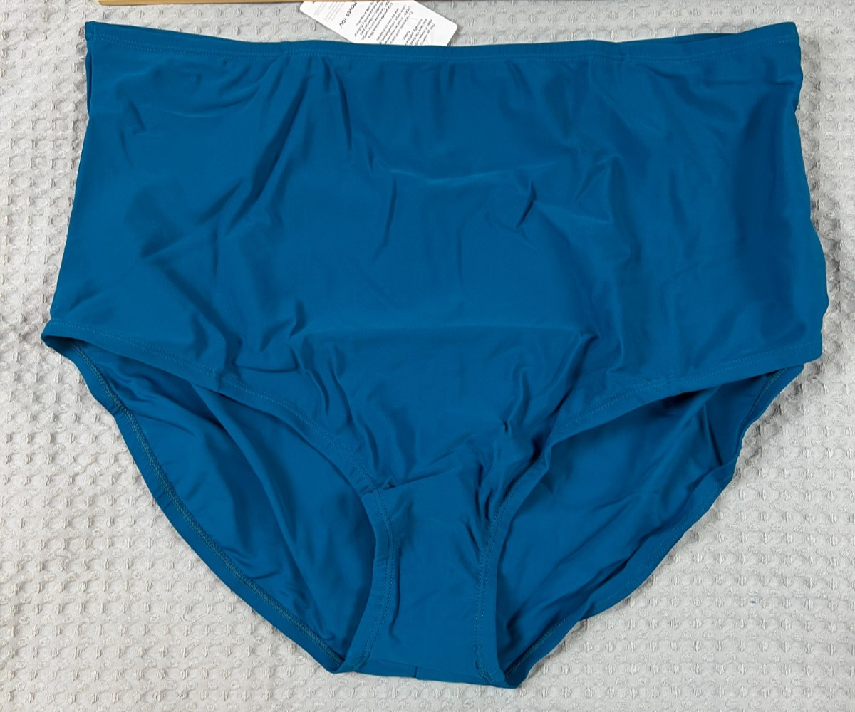 High Waist 3X Deep Teal Swim Suit Bottom Tummy Control Mesh Lining