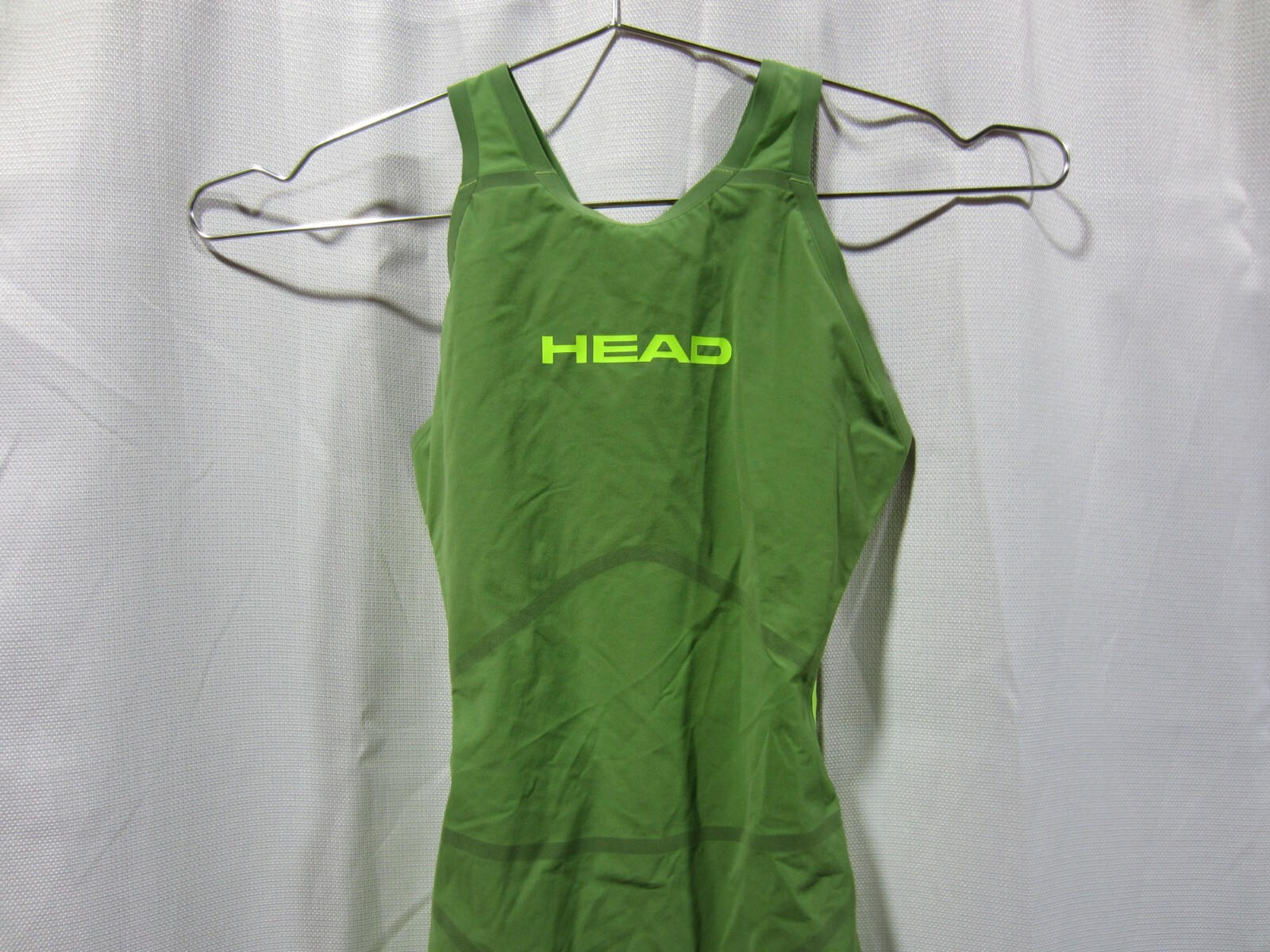 NEW Head Women’s XS Liquidfire Wiz Knee Leg Cut Open Back Swim Race Suit Olive