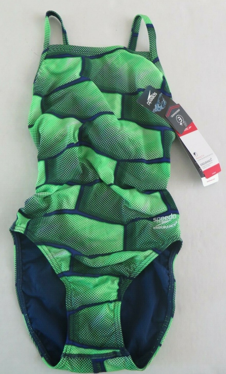 Speedo 7719002 421 Women’s Size 28 Blue/Green Shell Shock Flyback 1-Pc Swimwear