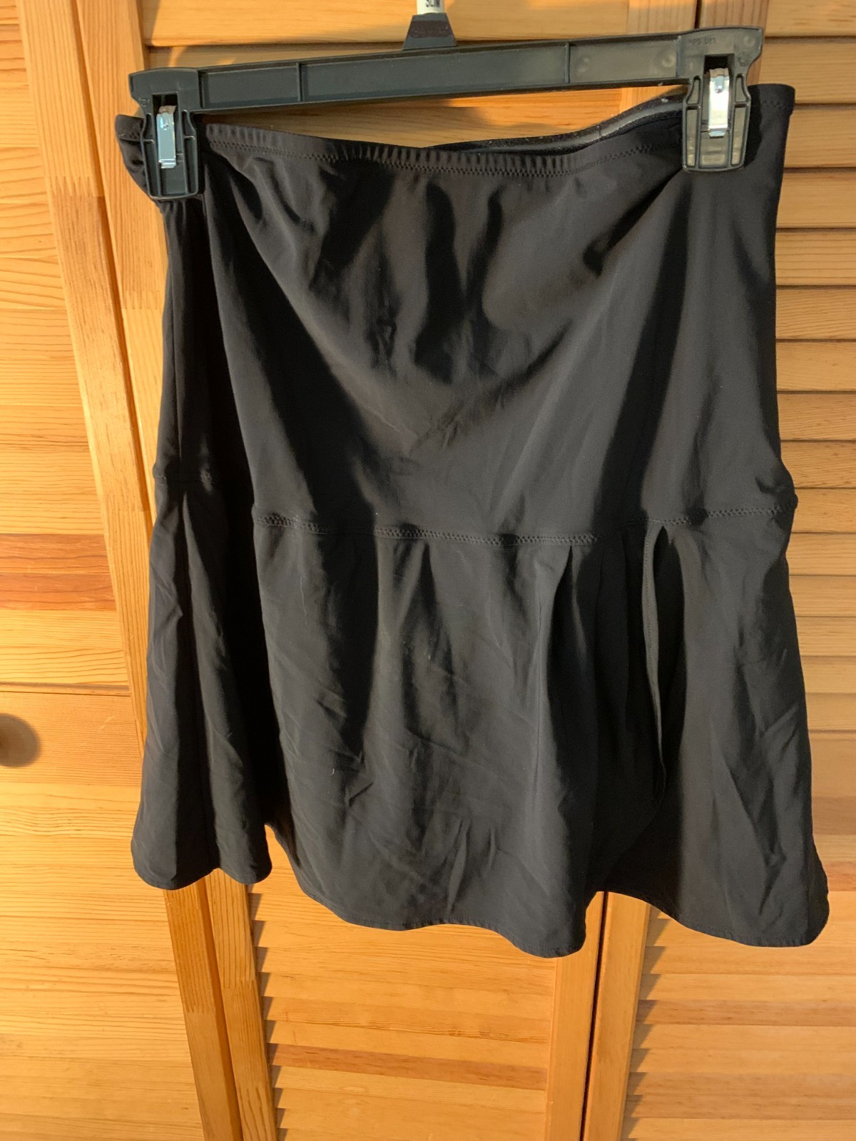 Lands End Women Swim Skirt 14 Solid Black High Waisted Tummy Slimming Brief Suit
