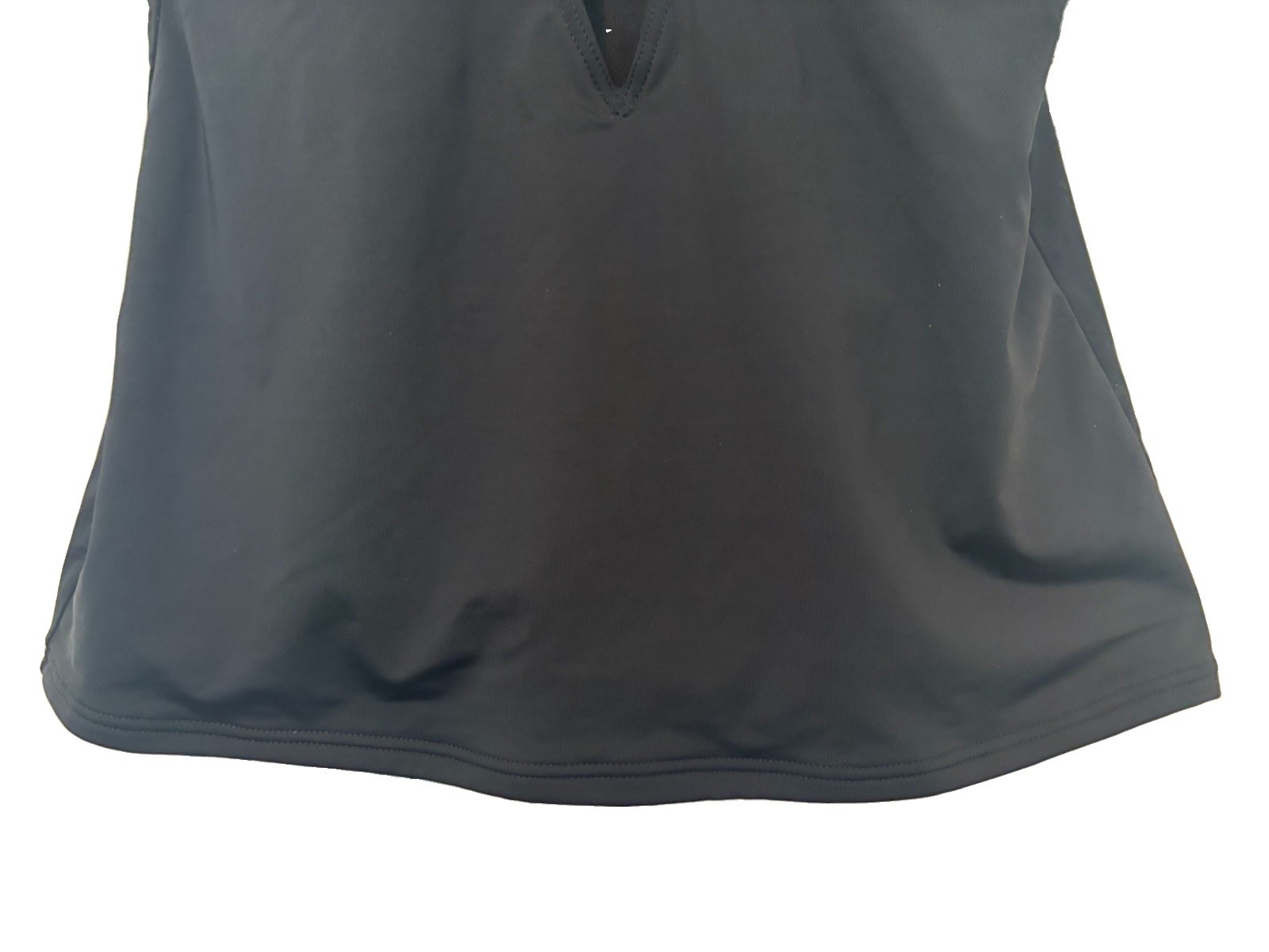 Bar 111 Women’s Plunge-Neck Tankini Top Black Adjustable Straps Padded Swim Sz M