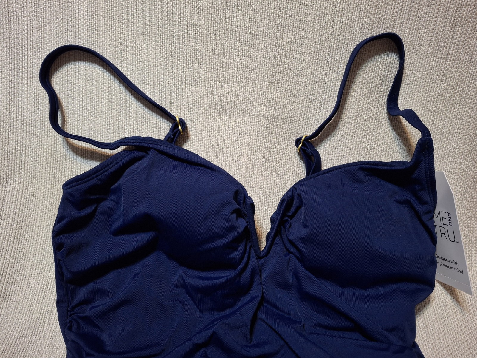 Women’s Time and Tru Swimsuit Navy Blue Size Medium 8-10 New with Tags Swimwear
