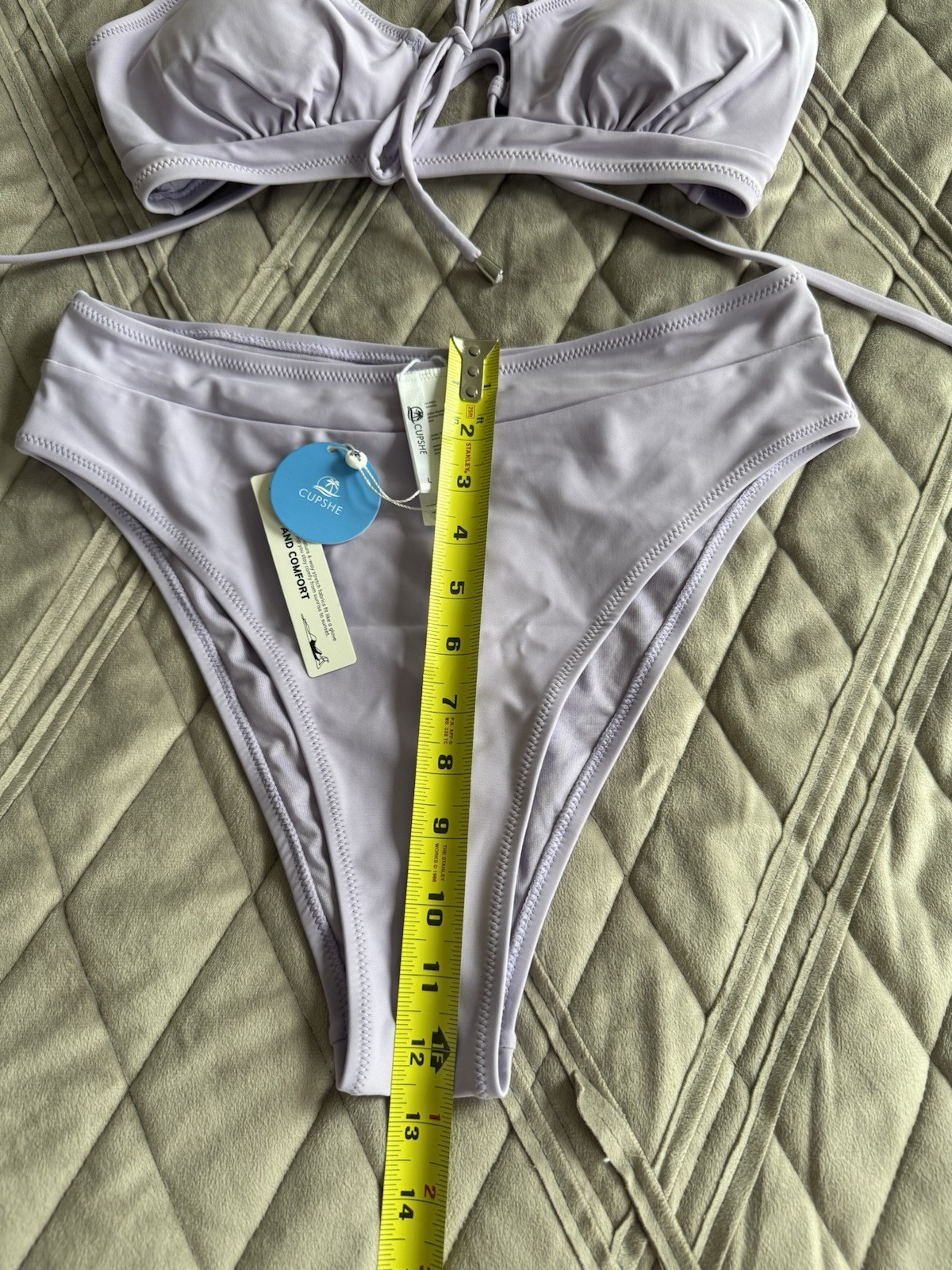 CUPSHE Women’s Lavender High Waisted Bikini 2Pcs Set Size Large