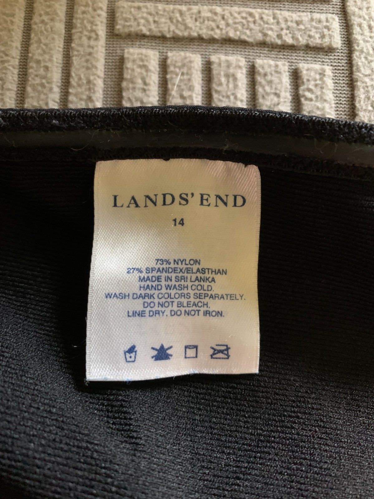 Lands End Women Swim Skirt 14 Solid Black High Waisted Tummy Slimming Brief Suit