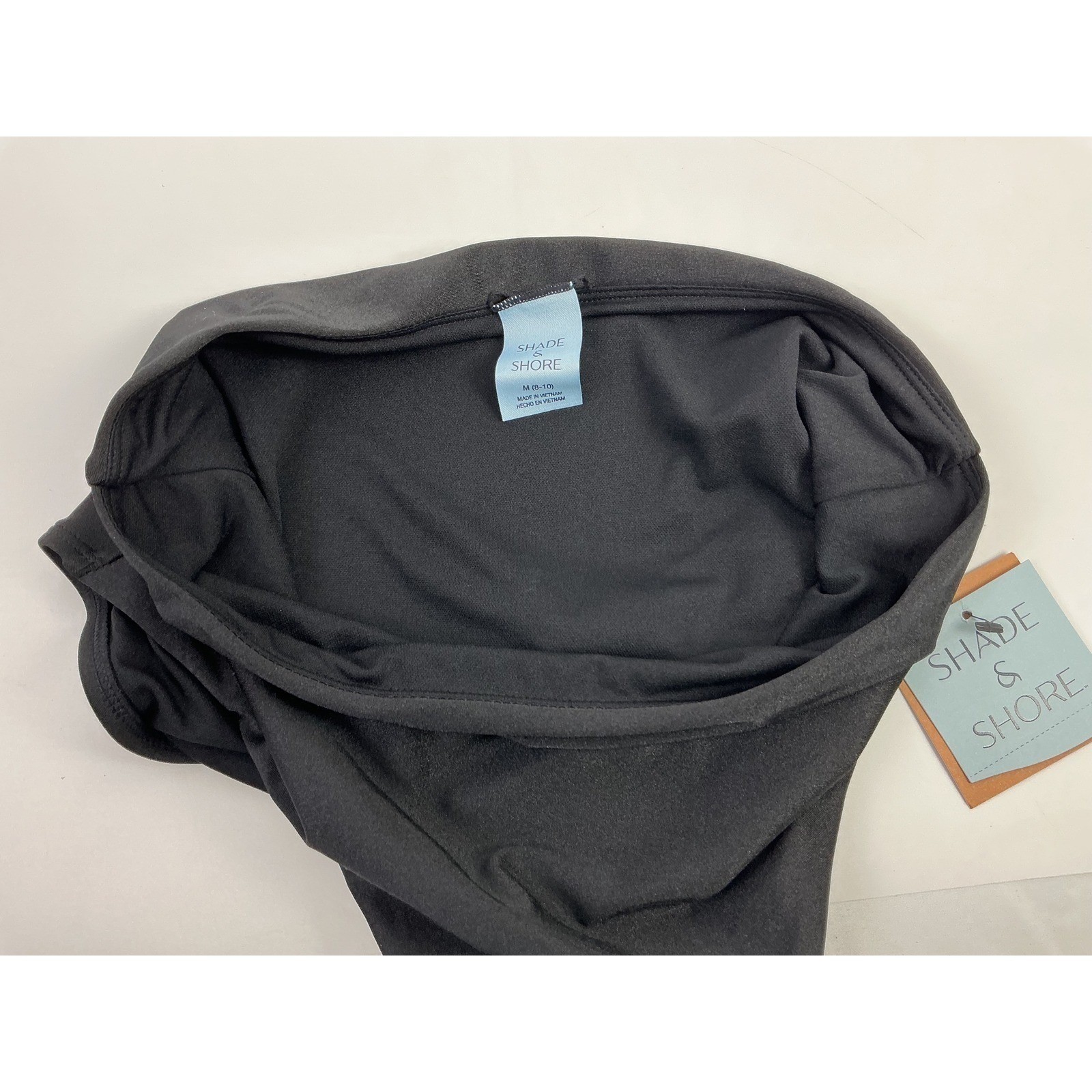 Shade & Shore Black High Waist Full Seat Coverage Swimsuit Bikini Bottom Size M