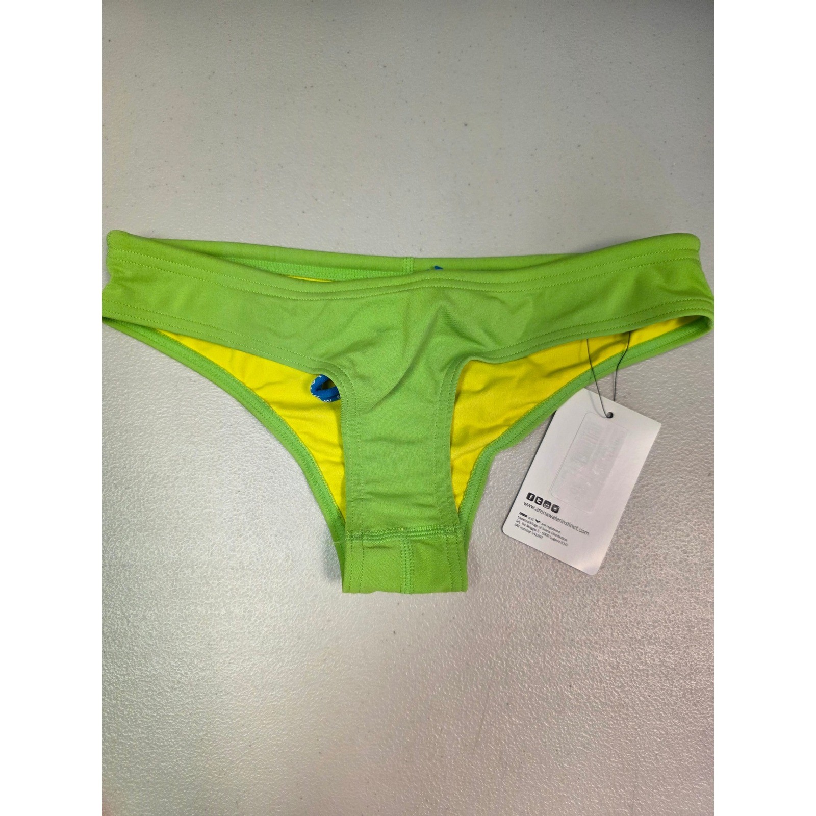 Arena Unique Brief Training Bikini Bottom Leaf Green Yellow Star Size 30