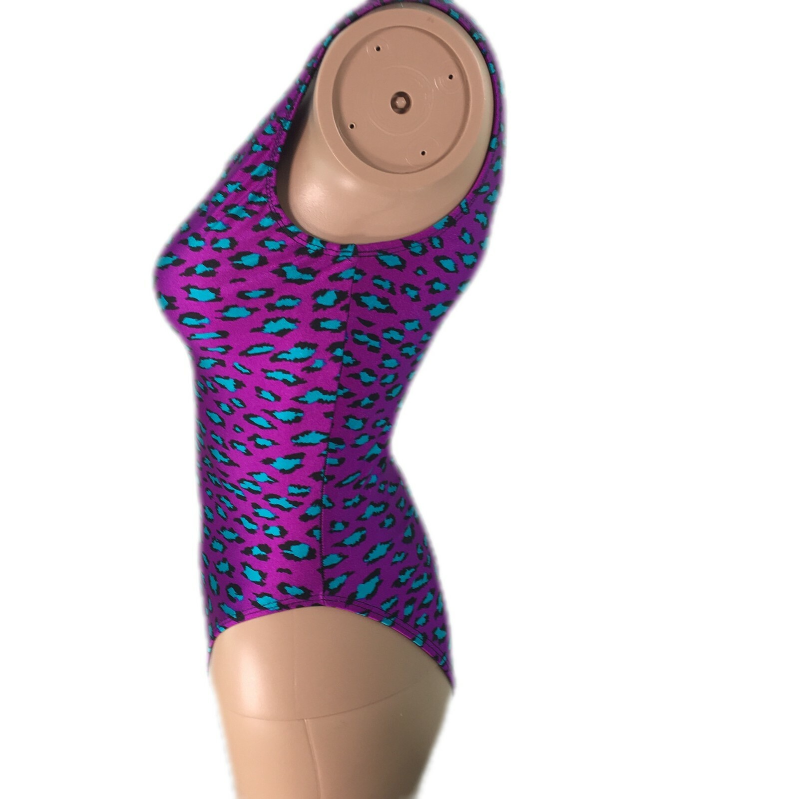 Womens Soft Touch Round Neck Cheetah Print Pink Swimming Size S Small