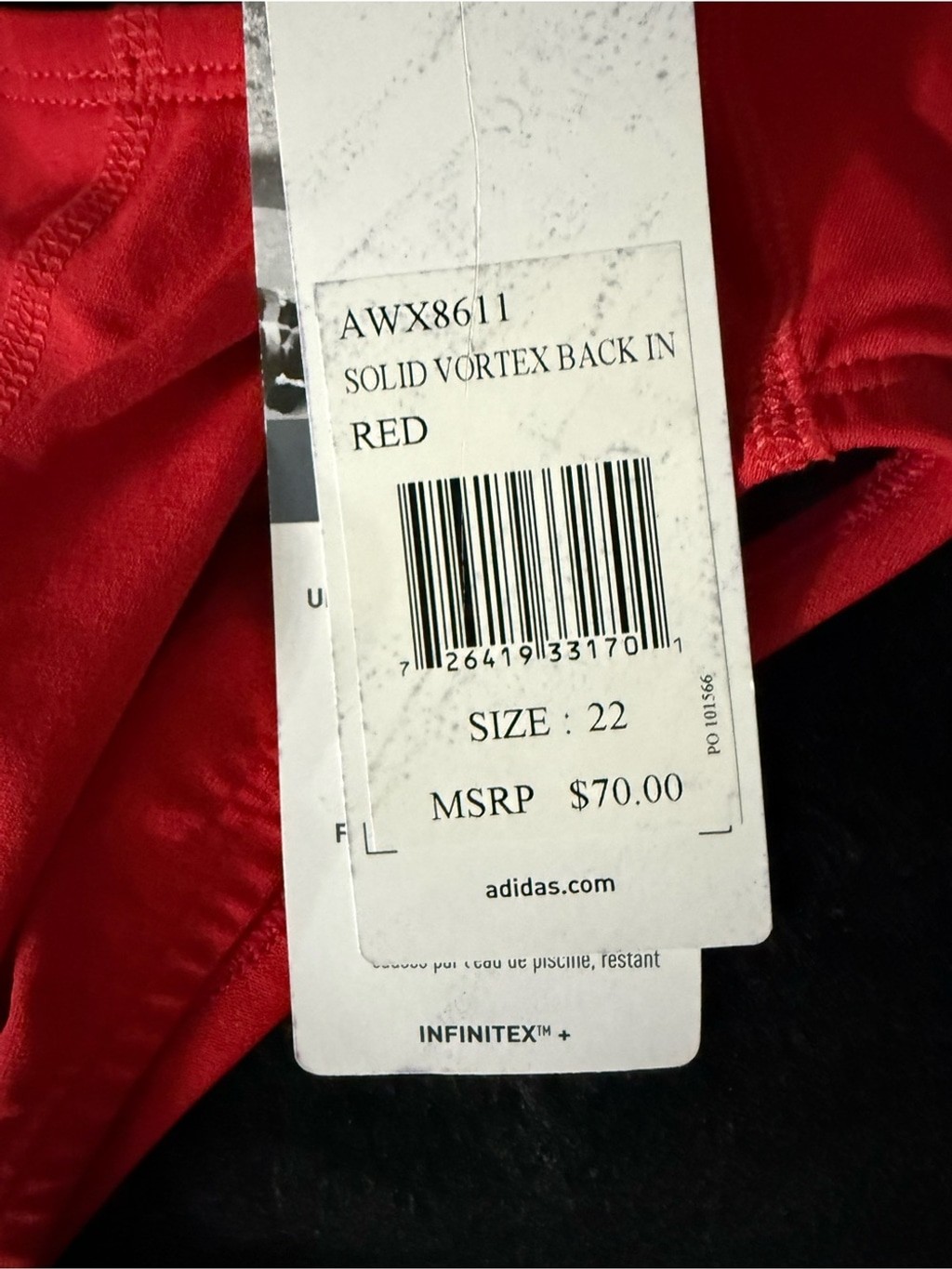 NWT ADIDAS Performance Swim Racer Back Bathing Suit Red Sz 22 XS $70