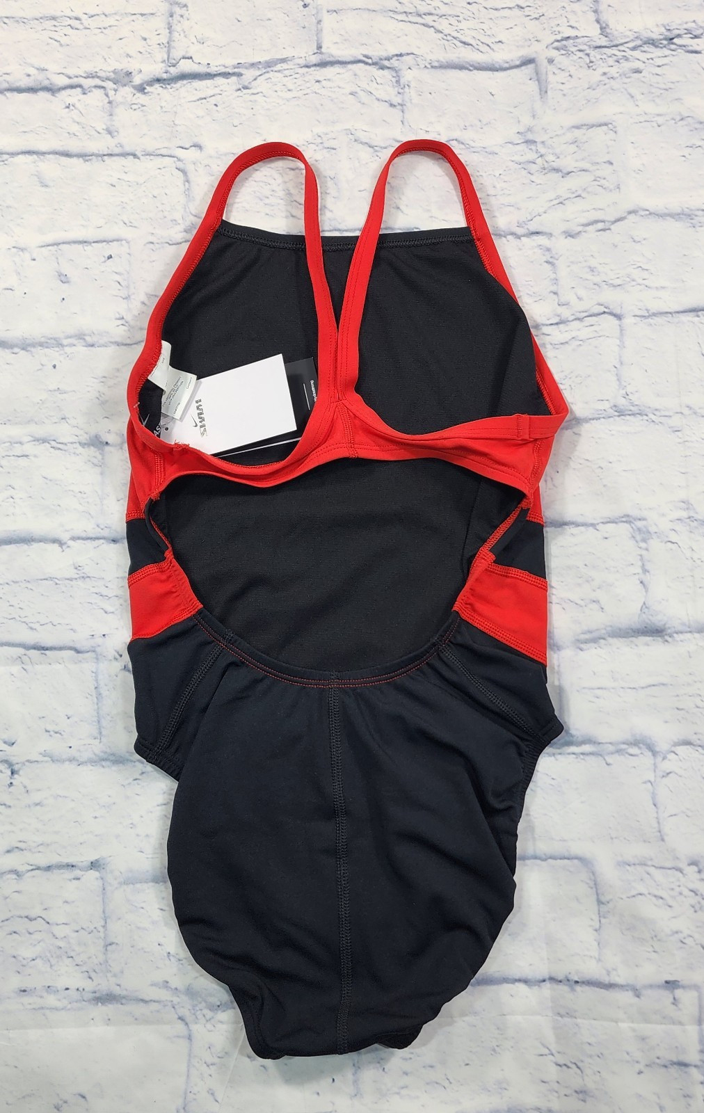 Nike Swimsuit WOMENS SIZE 30 Vex Racerback One Piece Colorblock Black Red Swim