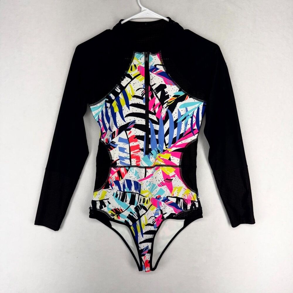 Bathing Suit Wetsuit Colorful Neon Pink Yellow Blue Womens Size S