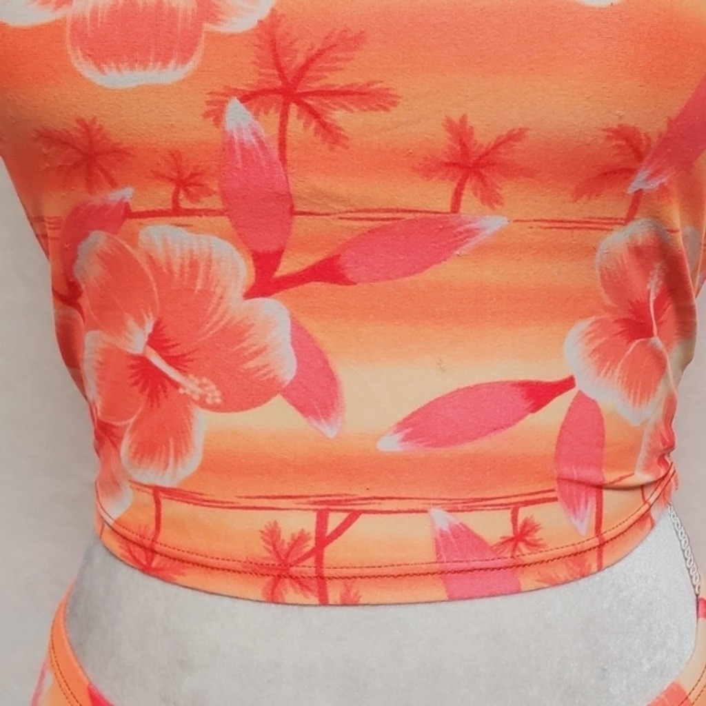 No Boundaries Vintage 90s Neon Orange Pink Tankini Boyshorts Two-Piece Bikini