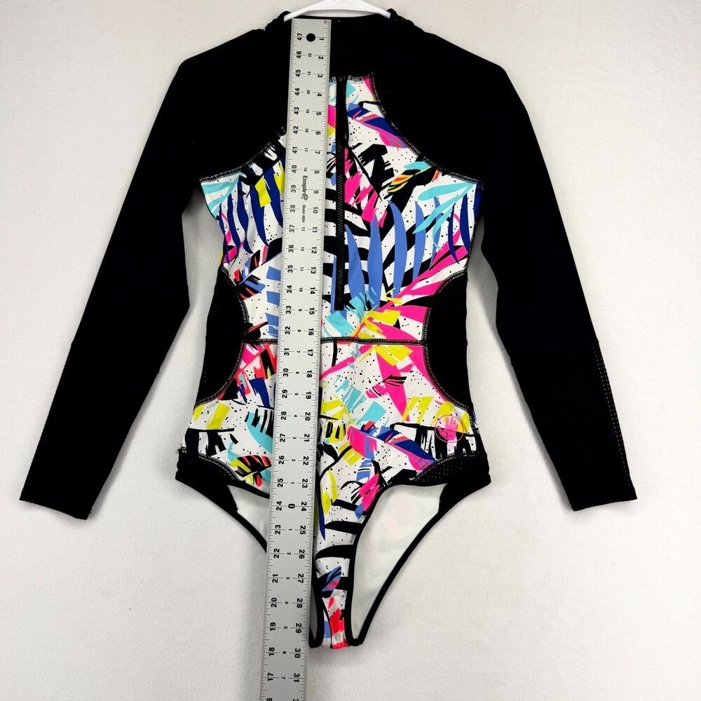 Bathing Suit Wetsuit Colorful Neon Pink Yellow Blue Womens Size S