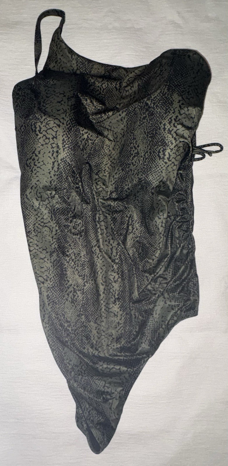 swim by cacique green neutral python size 30 One Shoulder Bathing Suit One Piece