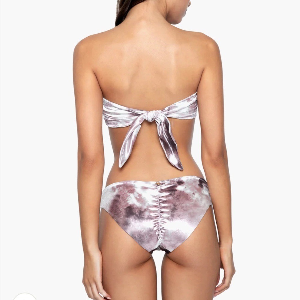 New PQ Swim VIR Tube Bandeau Top and Full Ruched Bottoms Size M
