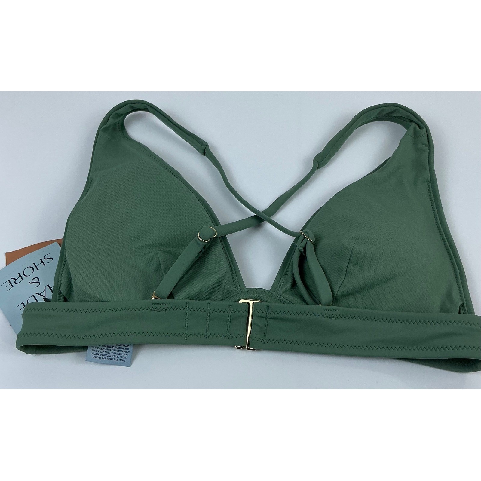 NWT Shade & Shore Olive Green Convertible Straps Bikini Top Sz SM Removable Pads