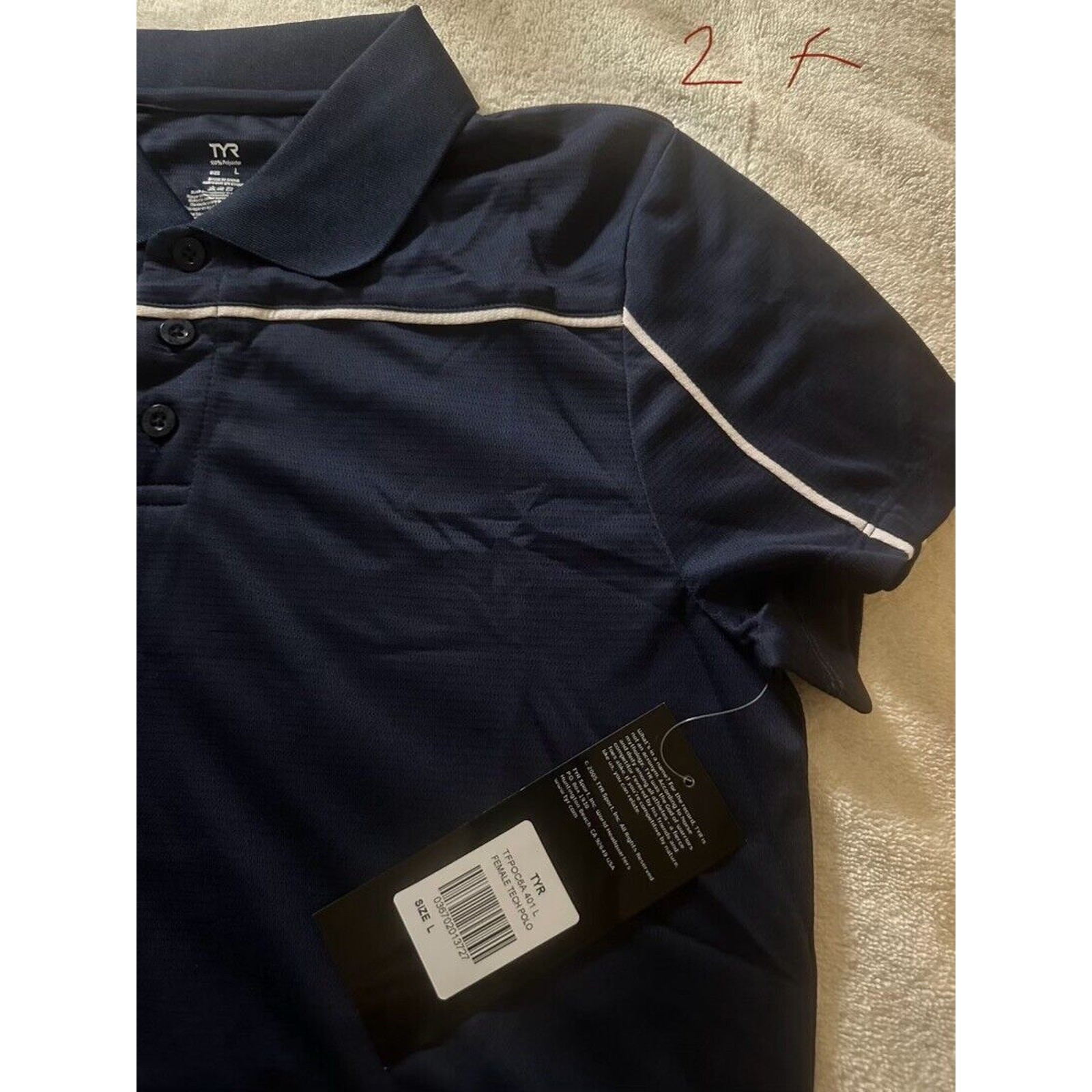 TYR Female Tech Polo -Navy Blue. Size L