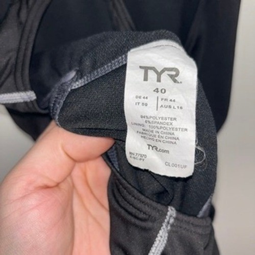 TYR One Piece Swimsuit Women Sz 40 Black Racerback Competitive Swimwear