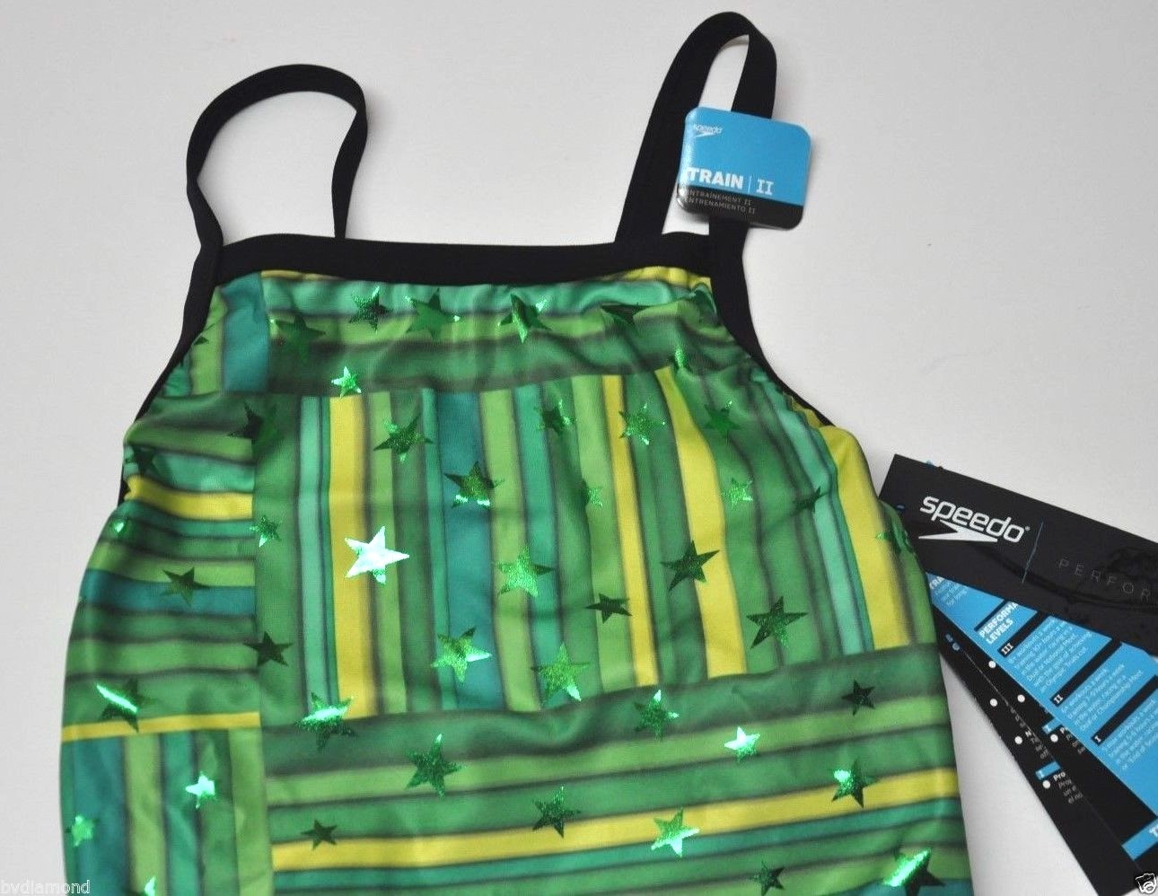 Speedo swimsuit one-piece Performance Racing Green Womens 6/ 32 Train Tech II
