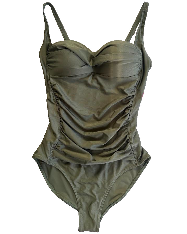 Betsey Johnson sage green Bandeau Swimsuit bathing suit 1PC swim S small NWT NEW